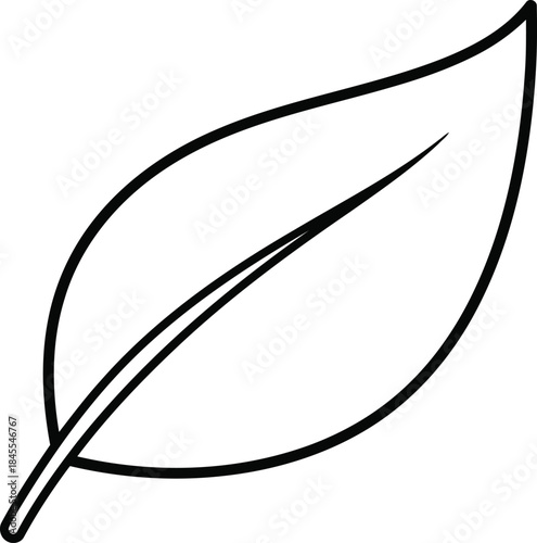 Simple Outline of a Single Green Leaf, a Symbol of Nature and Life