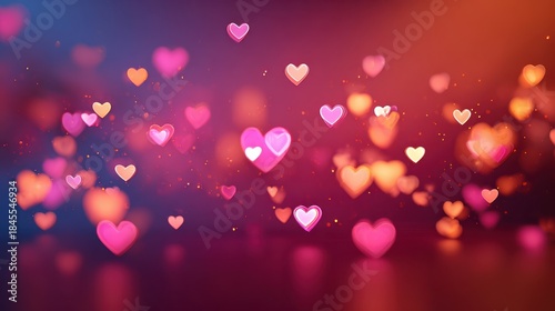 Floating hearts in a dreamy background