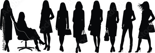 Elegant and Diverse Professional Women Silhouettes A Stylish Collection of Female Figures