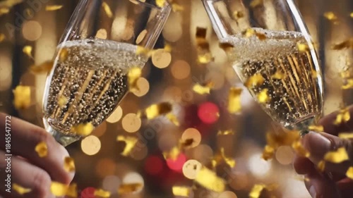 Celebratory Toast with Champagne Glasses - A Festive Moment of Joy and Celebration.