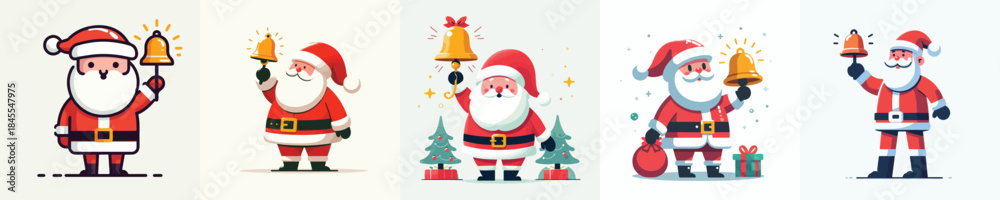 Fototapeta premium vector santa claus ringing christmas bells