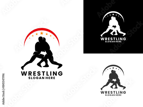 Professional sport wrestling athlete logo design vector template. Wrestling logo design icon