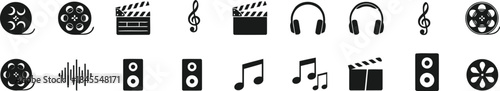 Collection of Media and Music Related Icons for Design and Creative Projects