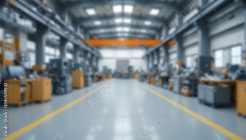 Modern Industrial Warehouse with Machinery and Equipment in Focus