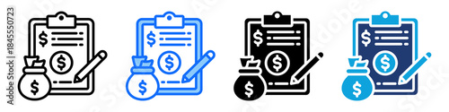 Financial Plan Icon Set Multi Style Vector Illustration