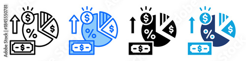 Profit Margin Icon Set Multi Style Vector Illustration