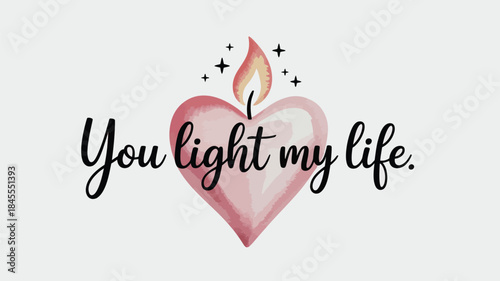 Watercolor heart with flame and stars on white background, symbolizing love and inspiration, romantic gesture, affectionate expression, heart