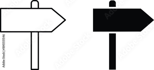 Directional Sign Icons Outlined and Solid Black Right Arrow Road Sign Graphics