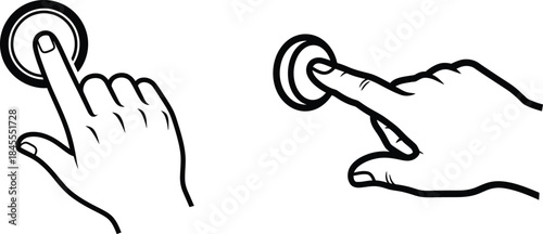 Hand Pressing Button Outline Illustration of Interface Interaction and Gesture Design