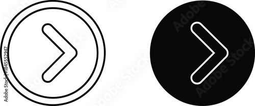 Two Circle Arrow Icons White Outline on Black and Black Outline on White