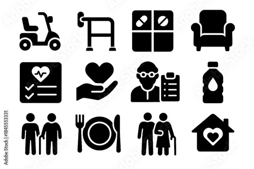 Hydration icons care tile transparency textures vector no medication equal elderly spacing