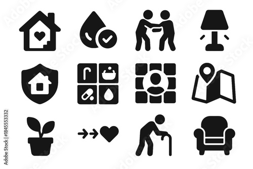 Icon flat full vector care strokes elderly equal no map transfer