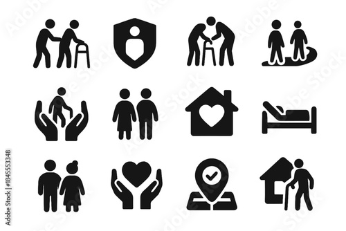 White care elderly mark icon inside no icons square mobility vector symbol