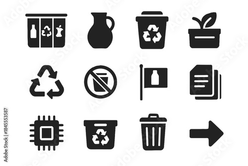 Grid vector cells recycling icon inside flow collection invisible icons rounded waste