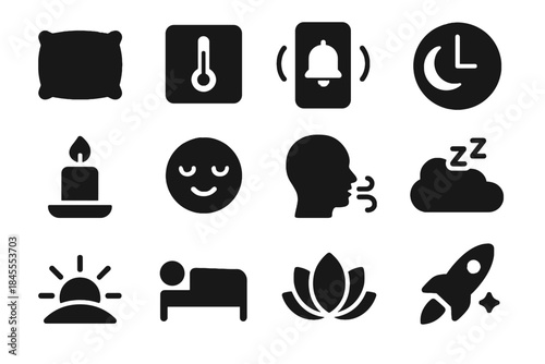 Optimization applied no feel pillow calming transparency icons icon sleep thickness vector