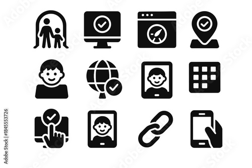Perfect sterile icons equal icon kids online visual window safe vector safety