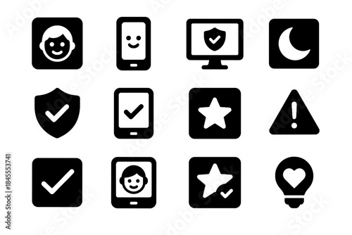 Black panel geometric transparency icon precise tile vector no kids negative safety