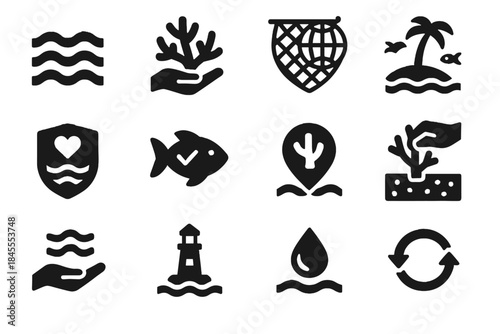 Shoreline icon removal icons inside ocean conservation health gradients no vector shapes