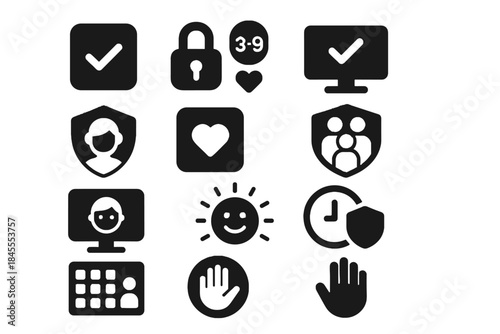 Indicator icon vector kids access set calm space geometry safety negative icons