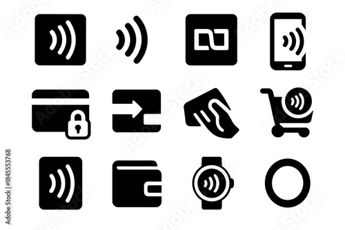 Forms shading icon payment negative space contactless vector square no tile icons