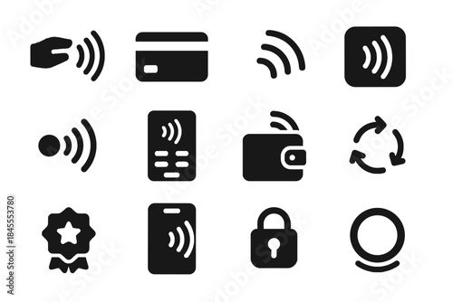 Textures icon wave negative no secure optional block contactless vector transfer payment