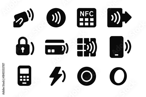 Outlines icons digital payment no contactless balanced minimalism flat gradients icon vector