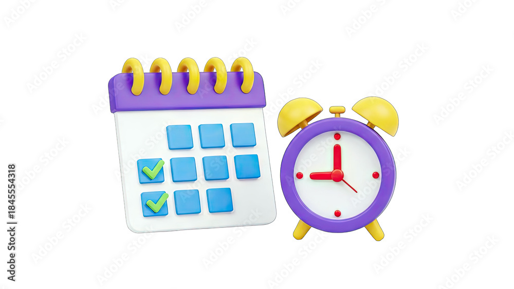 Fototapeta premium Calendar and Alarm Clock: Time Management Concept