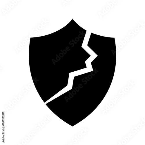 Shield Design Representing Broken And Rebuilt Structure Showing Resilience Concept Line Art Vector illustration