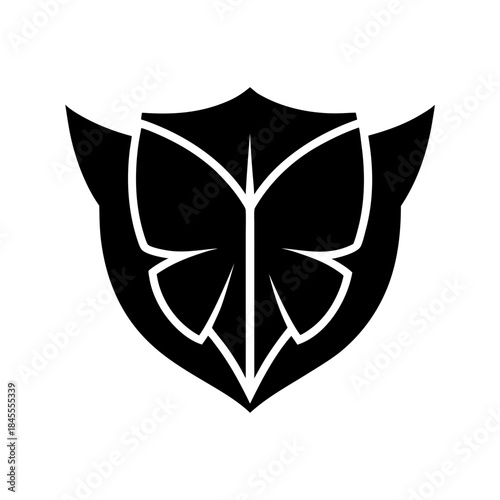 Shield Shape Formed From Butterfly Wing Style Elements Creating Light Protective Form Line Art Vector illustration