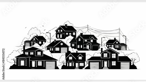 Collection of Diverse Houses on a Hillside.