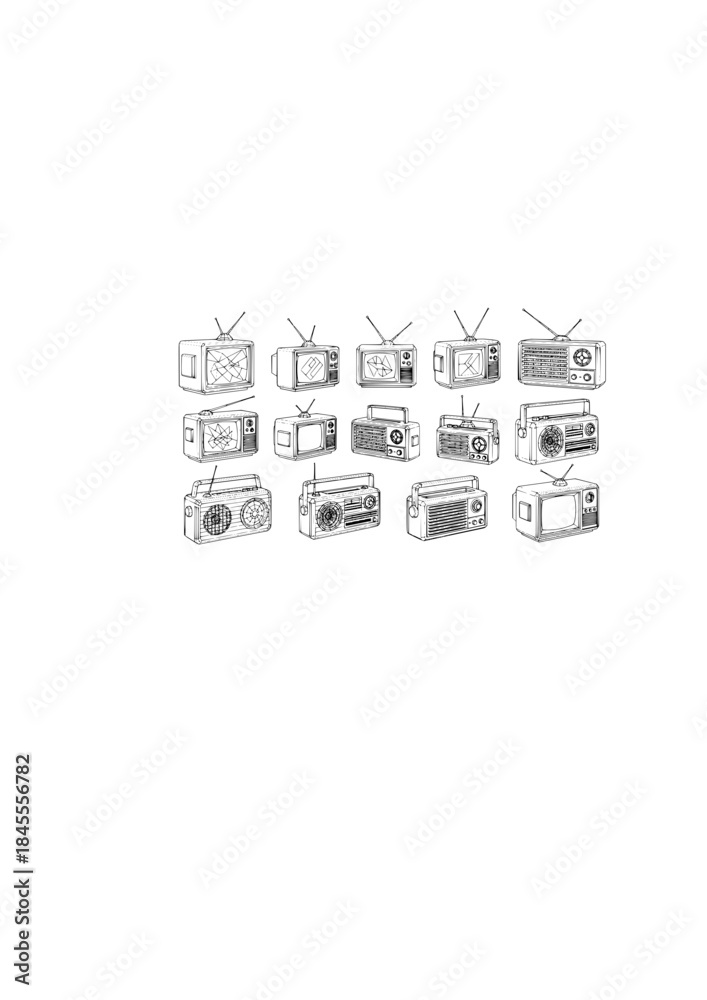 Fototapeta premium Retro TV Silhouette: Digital Structure and Tech Spec Vector