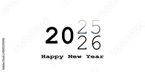 Happy New Year. 2025 -2026 year. One year changes the next. On a white background