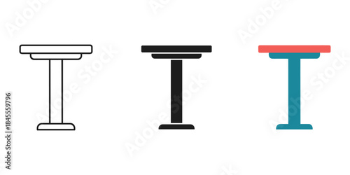 High table or bar table icon set showing different design styles on a white background