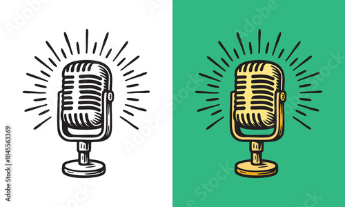 Vintage studio microphone illustration icon
