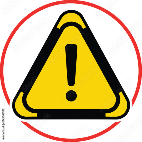 Warning sign with exclamation mark in a red circle on indicating caution or alertness