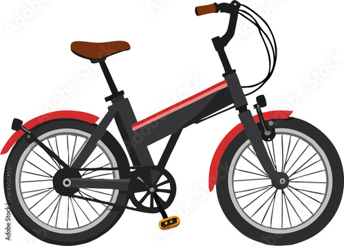 Compact Folding Bike Illustration in Modern Flat Design with Red Accent