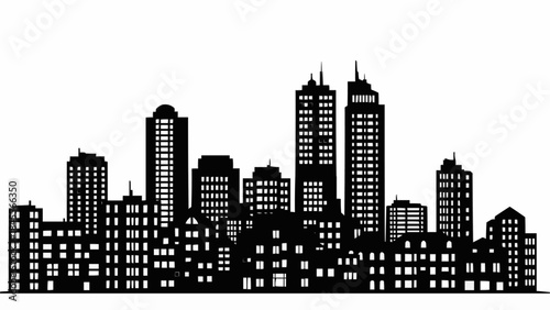 Silhouette of a sprawling city skyline with numerous buildings.