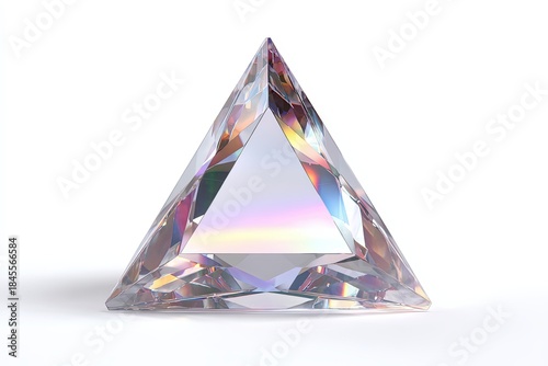 Sparkling Diamond: A brilliant, triangular diamond, radiating a spectrum of colors, reflects light with exquisite facets, presenting a symbol of luxury and precision.
