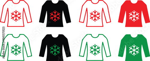 8 christmas sweater red black green icons set vector illustration design 