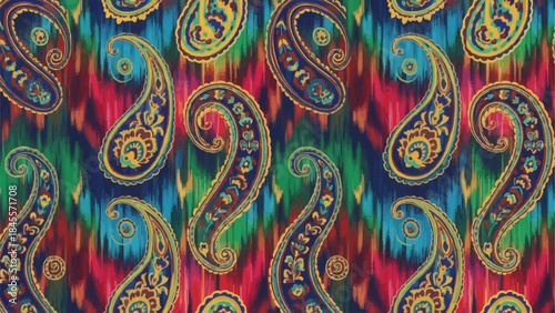 Vibrant Paisley Pattern with Intricate Details.