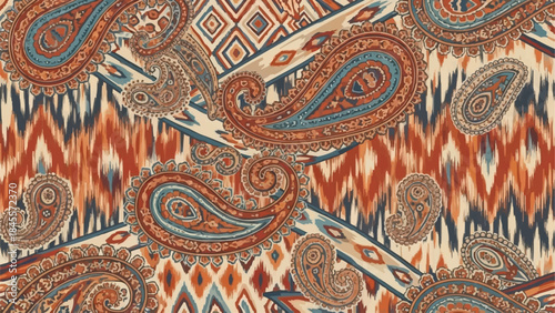 Intricate Paisley Pattern with Bohemian Geometric Accents.
