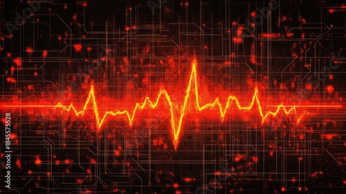 Wallpaper Mural Abstract Red Pulse Wave on a Digital Grid Background for Technology Torontodigital.ca