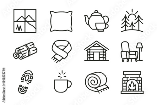 Quiet teapot wool trail icon icons vector pillow firewood hearth cabin curled