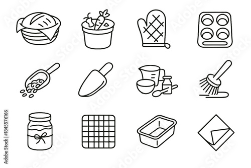 Waste composting scoop clean baking vector icon cooling natural corner zero resting