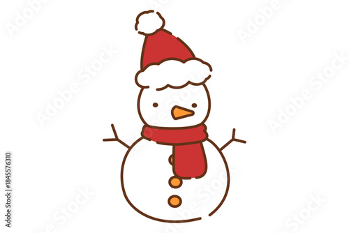 手描き風のかわいい雪だるまのイラスト_クリスマス