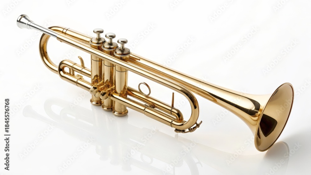 Obraz premium Ornate Gold Plated Trumpet Isolated on White