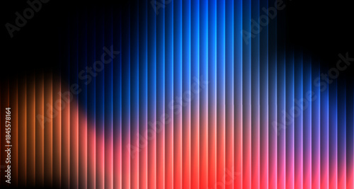 Ripple gradient glass background, vertical neon glow dark ribbed fractal texture in deep blue and violet cinematic sharp distortion texture, futuristic cover template mockup - for stock