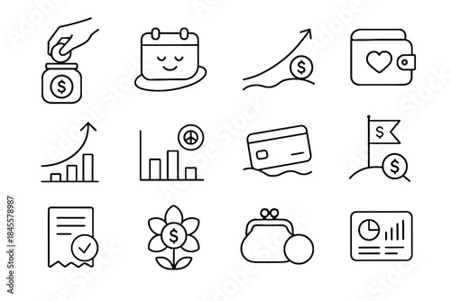 Smooth budget purse icon icons dollar card digital pad gentle relaxed vector