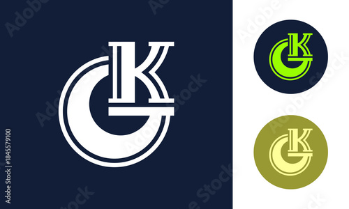 Unique GK or KG monogram logo