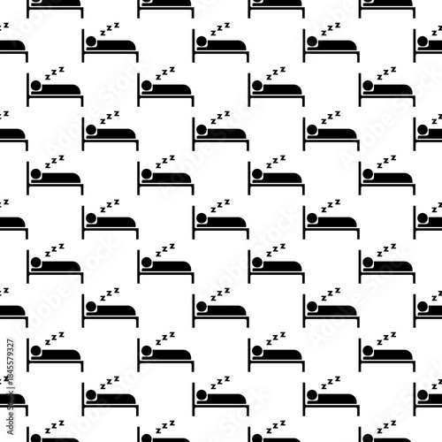 Sleeping bed seamless pattern isolated on white background